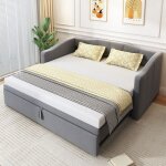 Canap� - lit pliant 90 / 180x200 cm lit simple avec sommier � lattes lit double avec tissu velours gris ...