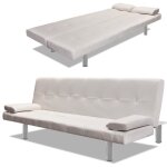 Canap - lit rglable fihero - cuir synthtique blanc - convertible - 2 places