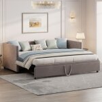 Canap - lit extensible 90 / 180 x 200 cm lit double ou simple avec sommier  lattes tissu en velours ...