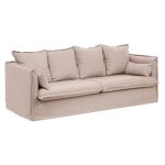 Canapé convertible 3 places en tissu - beige lin - l 2metres - marque atmosphera Canapé convertible 3 places en tissu - beige lin - l 2metres - marque atmosphera