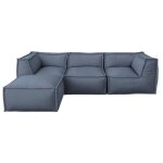 Canap� modulable 4 places avec m�ridienne - effet lin - 90x262 cm - bananair - gris fonc�