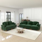 Canap� modulaire 2 pi�ces - truxen8 - chenille verte - jupe amovible - pieds fusel�s