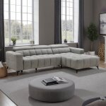 Canap� relax coulissant �lectrique dangle droit 3 places gris clair