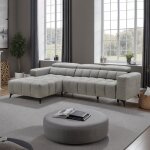 Canap� relax coulissant �lectrique dangle gauche 3 places gris clair