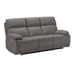 Canap� relax �lectrique 3 places tissu polyester gris fonc� - miguel