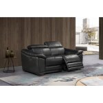 Canap relax lectrique alexander en cuir - noir 2 places