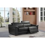 Canap relax electrique alexander en cuir - noir 3 places