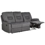 Canap� relax manuel 3 places bergen ii tissu gris fonc�
