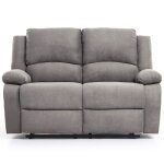Canap relaxation 2 places en microfibre leo - gris - l143 x 93 x 96cm - loungitude