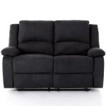 Canap relaxation 2 places en microfibre leo - noir - l143 x 93 x 96cm - loungitude