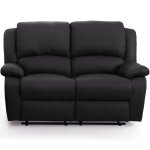 Canap relaxation 2 places simili cuir leo - noir - l143 x 93 x 96cm - loungitude