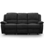 Canap relaxation 3 places microfibre leo - noir - l193 x 93 x 96cm - loungitude
