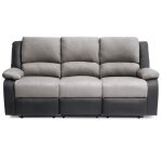 Canapé relaxation 3 places microfibre et simili leo - gris et noir - l193 x 93 x 96cm - loungitude Canapé relaxation 3 places microfibre et simili leo - gris et noir - l193 x 93 x 96cm - loungitude