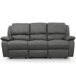 Canap relaxation 3 places simili cuir leo - gris - l193 x 93 x 96cm - loungitude