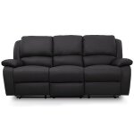 Canap relaxation 3 places simili cuir leo - noir - l193 x 93 x 96cm - loungitude
