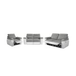 Canaps de relaxation ross lectriques 3 et 2 places et fauteuil en tissu et simili - blanc / gris