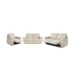 Canap�s de relaxation ross �lectriques 3 et 2 places et fauteuil en tissu textur� 3d - beige