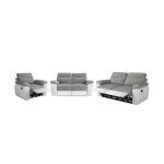 Canap�s de relaxation ross manuels 3 et 2 places et fauteuil en tissu et simili - blanc / gris