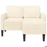 Canap� rembourr� 2 places avec m�ridienne - vidaxl - 125x118x85 cm - cr�me - lin - moelleux - design ...