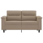 Canap� rembourr� 2 places - vidaxl - taupe - 120 cm - tissu microfibre - 150x77x80 cm - moelleux - cadre ...