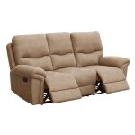 Canap de salon canap relax avec 3 places en simili - cuir coloris beige - longueur 208 x profondeur ...