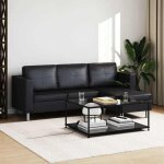 Canap� sectionnel 3 places - vidaxl - cuir synth�tique - noir - 188x122x77 cm - chaise longue r�versible ...