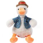 Canard parlant en peluche qui rpte ce que vous dites avec un joli chapeau de paille un gilet dtachable ...