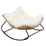 Canggu - fauteuil  bascule en rsine tresse coussin beige