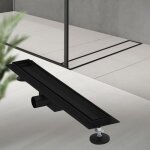 Caniveau de douche en acier inoxydable carrelé 60 cm et siphon set complet noir plat luxebath Caniveau de douche en acier inoxydable carrelé 60 cm et siphon set complet noir plat luxebath