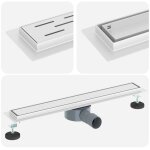 Caniveau de douche r�glable - vidaxl - 60 cm - argent� - acier inox 304 - grille r�versible 2 - en - ...