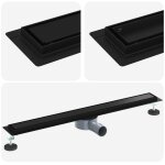 Caniveau de douche r�glable - vidaxl - 80 cm - noir - acier inox 304 - siphon � 360� - grille r�versible ...