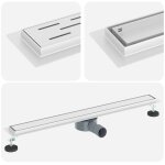Caniveau de douche r�glable - vidaxl - 80x11 cm - argent� - acier inox 304 - grille r�versible 2 - en ...