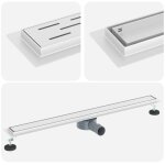 Caniveau de douche r�glable - vidaxl - argent� - acier inox 304 - 90x11 cm - siphon � 360� - grille r�versible ...