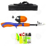 Canne  pche 1. 4 m tlescopique avec moulinet d?enfant pour la pche  la truite d?eau douce en voyage ...