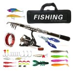 Canne � p�che t�lescopique 24 m en carbone avec moulinet � leurre pour p�che en mer et eau douce durable ...