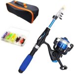 Canne  pche tlescopique portable et moulinet combo avec ligne de pche kit de leurres de pche
