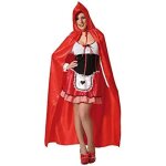 Cape  capuche - atosa - 140 cm - satin rouge - dguisement adulte - halloween