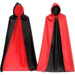 Cape halloween noir - rouge  capuche double face cape noire pour adultes costume dhalloween cape halloween ...