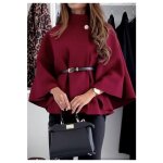 Cape poncho bordeaux femme