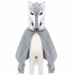 Cape - great pretenders - cape t�te de loup - gris - 12 mois - gants int�gr�s