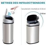 Capteur automatique poubelle 30l avec capteur infrarouge carr� acier inoxydable poubelle interne en option ...