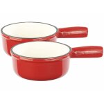 Caquelons  fondue - rosenstein & shne - 16 cm - fonte maille - lot de 2 - rouge