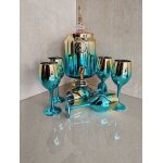 Carafe - 6 verres - dor� et vert - 3l - 200ml