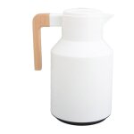 Carafe caf 1000 ml avec poigne en bois double paroi thermos sous vide pour th jus caf blanc label