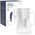 Carafe filtrante en verre - aquafloow classglass - 3 l - blanche - 1 filtre inclus