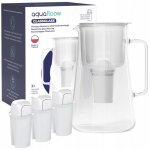 Carafe filtrante en verre - aquafloow classglass - 3 l - blanche - 4 filtre inclus
