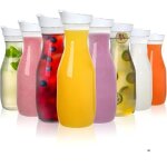 Carafe en plastique - xvx - 1 litre - lot de 8 - transparent - couvercle � rabat - pour boissons