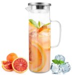 Carafe en verre de 15 litre transparent et rsistant chaleur bouteille carafe eau cruche en verre avec ...