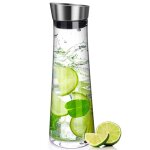Carafe en verrecarafe en verre anti - carafe en verre de 1 litre avec couvercle  clapet en acier inoxydable ...