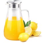 Carafe en verre uten pichet � th� glac� de 1. 5 litres avec couvercle en acier inoxydable pour th� glac� ...